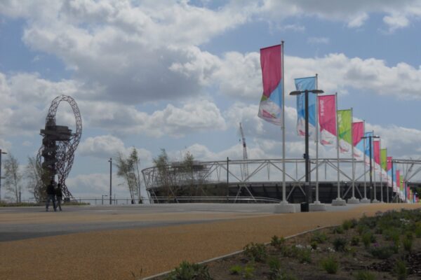 Flags on concrete bases at London 2012