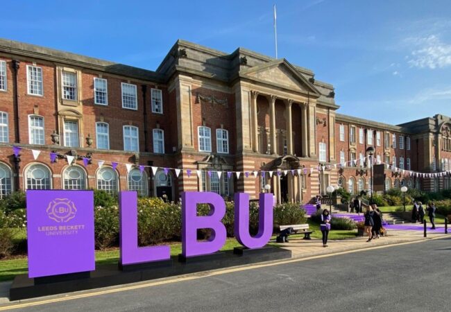 Leeds Beckett University branded letters for graduation ceremony