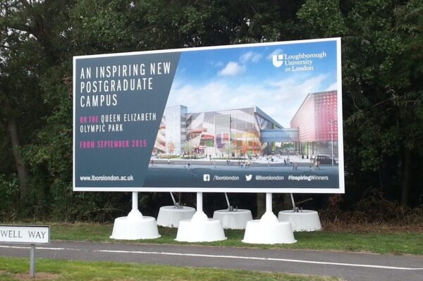 48 sheet temporary billboard on concrete bases at Loughborough University