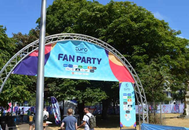 Truss welcome arch at Euro 2020 fan party