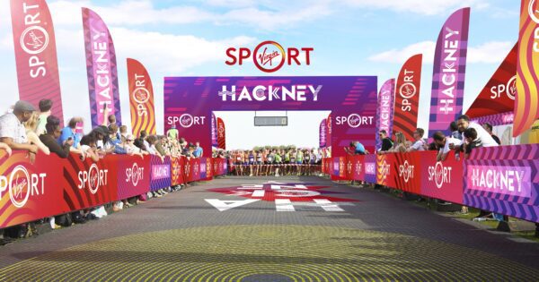 Start line gantry for Hackney Half Marathon