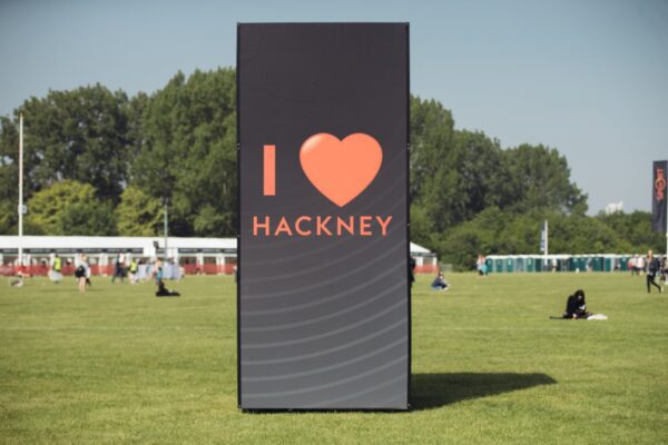 Toblerone photo backdrop at the Hackney Half Marathon