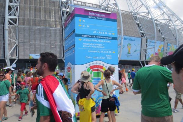 Wayfinding information tower at 2014 FIFA World Cup