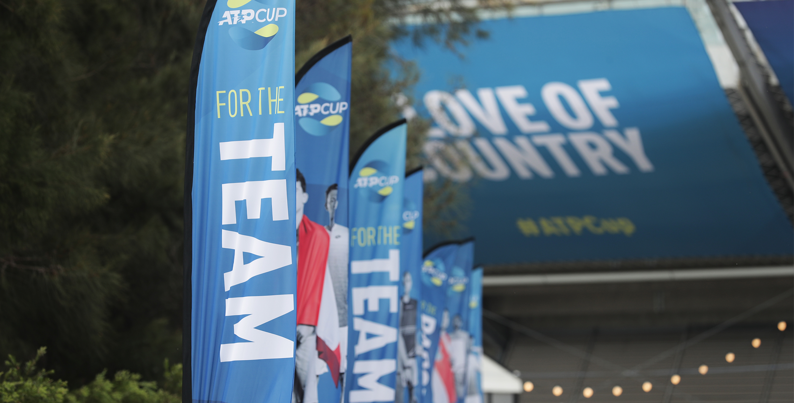 ATP Cup, stadium branding, flag poles