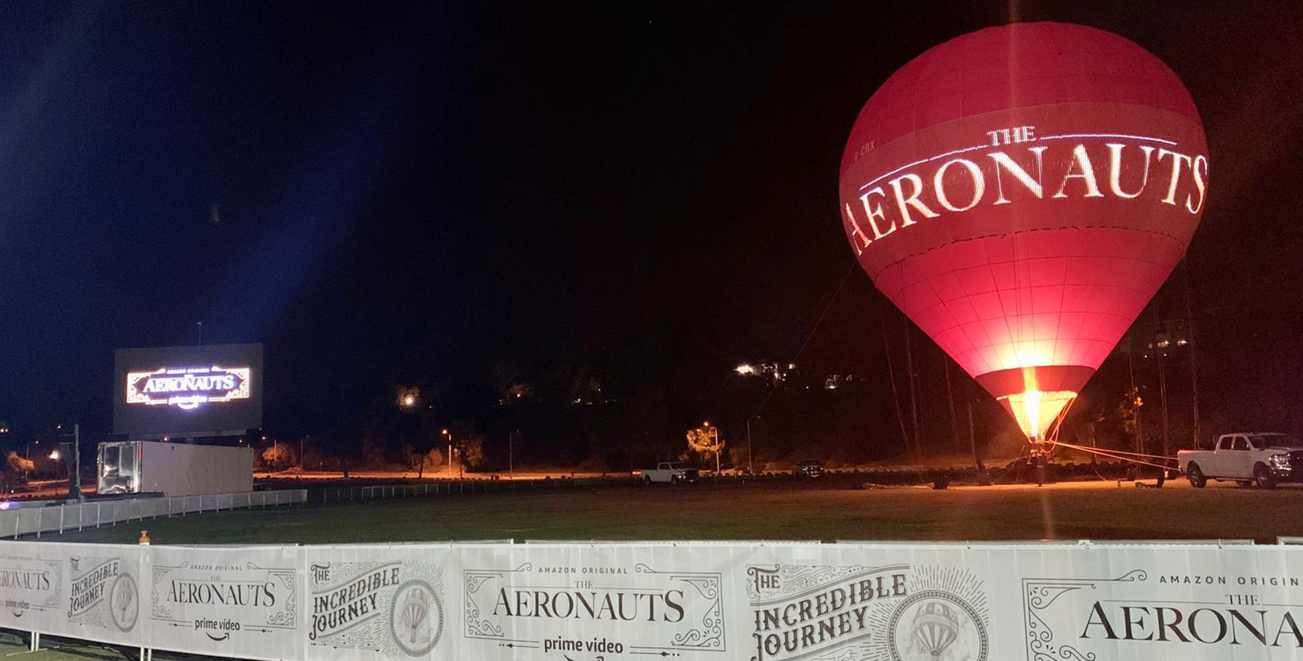 Digital display hot air balloon, The Aeronauts, Amazon Prime